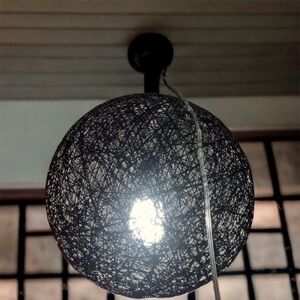 Black Woven 20 inch Hanging Pendant light - plug in-Boho -Earthy -minimalistic‍‍